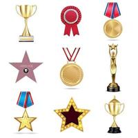 medaille awards realistische set vectorillustratie vector