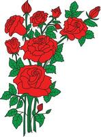 rood roos met boom geïsoleerd vector