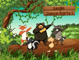 Jungle dance party met wilde dieren vector