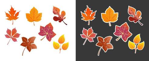 herfst esdoorn- bladeren stickers reeks vector illustratie