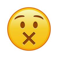 gezicht met doorgestreept mond groot grootte van geel emoji glimlach vector