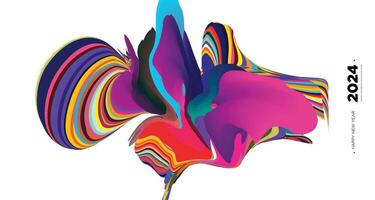 vector kleurrijk abstract vloeistof achtergrond voor kalender Hoes sjabloon nieuw jaar 2024