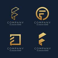 brief f logo ontwerp element vector verzameling met gouden concept