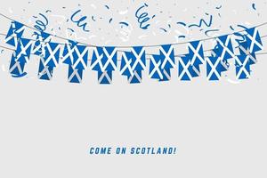 Schotland garland vlag met confetti op grijze achtergrond. vector