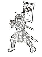 samurai krijger of ronin met harnas en wapen vector