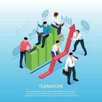 teamwork isometrische samenstelling poster vectorillustratie vector