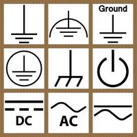 beschermende aarde, dc, ac circuit macht symbool teken vector