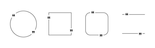 citeren doos set. citaat kader met citaat merken. toespraak bubbel voor tekst. vector