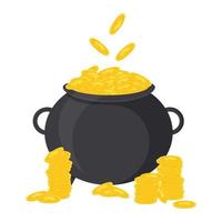 pot met goud. vectorillustratie voor st.patrick's day. cartoon-stijl. vector