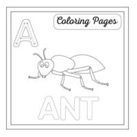 abc alfabet schattig kleur bladzijde voor kinderen, gemakkelijk alfabet kleur Pagina's, gemakkelijk alfabet. vector