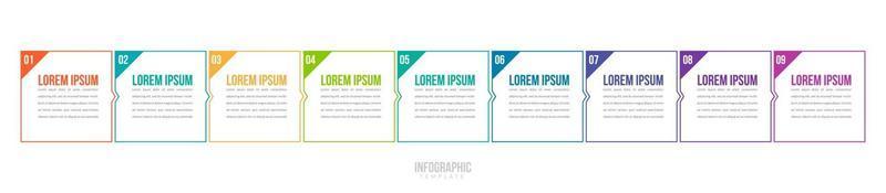 minimaal 9 stappen zakelijke infographics sjabloon vector