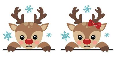 schattigste rendier kader vector illustratie met schattig hert gezicht. kinderen Kerstmis ontwerp geïsoleerd mooi zo voor Kerstmis groeten kaarten, poster, afdrukken, sticker, uitnodigingen, baby t-shirt, mok, geschenken.