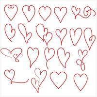 hart pictogrammen, concept van liefde geïsoleerd Aan wit hand- getrokken tekening hart vector