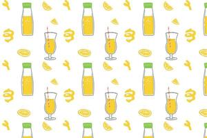 zomer naadloos patroon citroen plakjes en drankjes vector