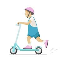 vectorillustratie van een jongen rijden op een scooter in een helm. vector