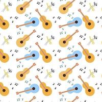 vector patroon van gitaren met musical aantekeningen
