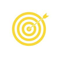 geel in de roos pijl doelwit icoon. pijl doelwit doel afzet teken. pijl pijl logo vector. winnaar pijl teken. vector
