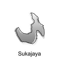 kaart stad van sukajaya illustratie ontwerp, wereld kaart Internationale vector sjabloon met schets grafisch schetsen stijl geïsoleerd Aan wit achtergrond