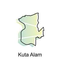 kaart stad van Kuta alam illustratie ontwerp, wereld kaart Internationale vector sjabloon met schets grafisch schetsen stijl geïsoleerd Aan wit achtergrond