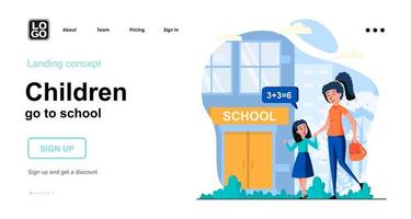 kinderen gaan naar school webconcept vector