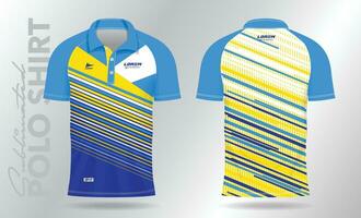 blauw en geel polo mockup overhemd sjabloon ontwerp voor badminton Jersey, tennis, voetbal, Amerikaans voetbal of sport uniform vector