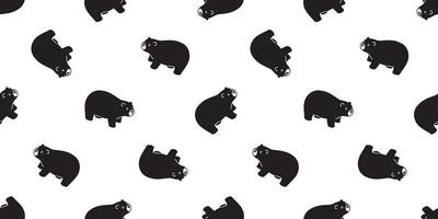 beer naadloos patroon vector polair beer sjaal geïsoleerd tekenfilm herhaling achtergrond tegel behang tekening illustratie ontwerp zwart