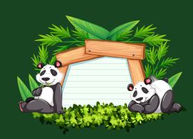 Grens sjabloon met twee panda&#39;s vector