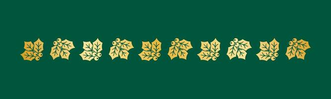 goud Kerstmis themed decoratief grens en tekst verdeler, maretak patroon silhouet. vector illustratie.
