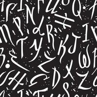 vector willekeurig naadloos patroon grunge brieven Aan een zwart achtergrond. hand- getrokken brieven. abstract Engels brieven Aan zwart achtergrond.