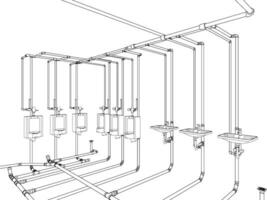 3d illustratie van gebouw leidingen vector