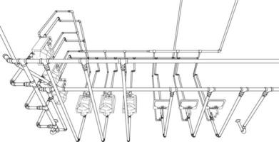3d illustratie van gebouw leidingen vector