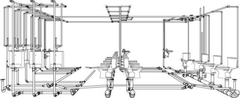 3d illustratie van gebouw leidingen vector