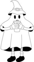 retro geest halloween illustratie mascotte koffie kop vector