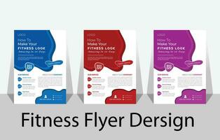 geschiktheid brochure folder ontwerp sjabloonfitness folder ontwerp, 3 kleur vector