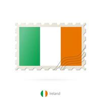 port postzegel met de beeld van Ierland vlag. vector