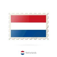 port postzegel met de beeld van Nederland vlag. vector