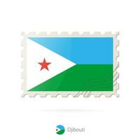 port postzegel met de beeld van Djibouti vlag. vector