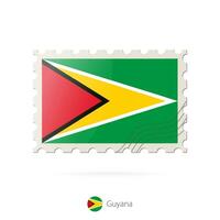 port postzegel met de beeld van Guyana vlag. vector