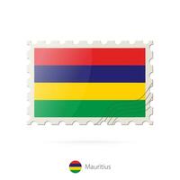 port postzegel met de beeld van Mauritius vlag. vector