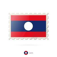 port postzegel met de beeld van Laos vlag. vector