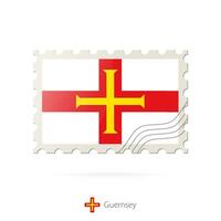 port postzegel met de beeld van Guernsey vlag. vector