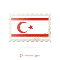 port postzegel met de beeld van noordelijk Cyprus vlag. vector