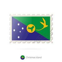 port postzegel met de beeld van Kerstmis eiland vlag. vector