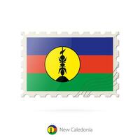 port postzegel met de beeld van nieuw Caledonië vlag. vector