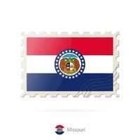 port postzegel met de beeld van Missouri staat vlag. vector