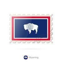 port postzegel met de beeld van Wyoming staat vlag. vector