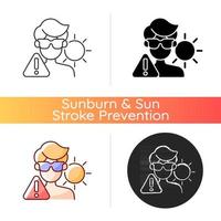 overmatige blootstelling aan de zon icon vector