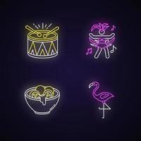 braziliaanse carnaval neonlicht iconen set vector