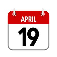 19 april, kalender datum icoon Aan wit achtergrond. vector