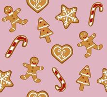 kerst peperkoek cookies naadloze patroon. vector illustratie